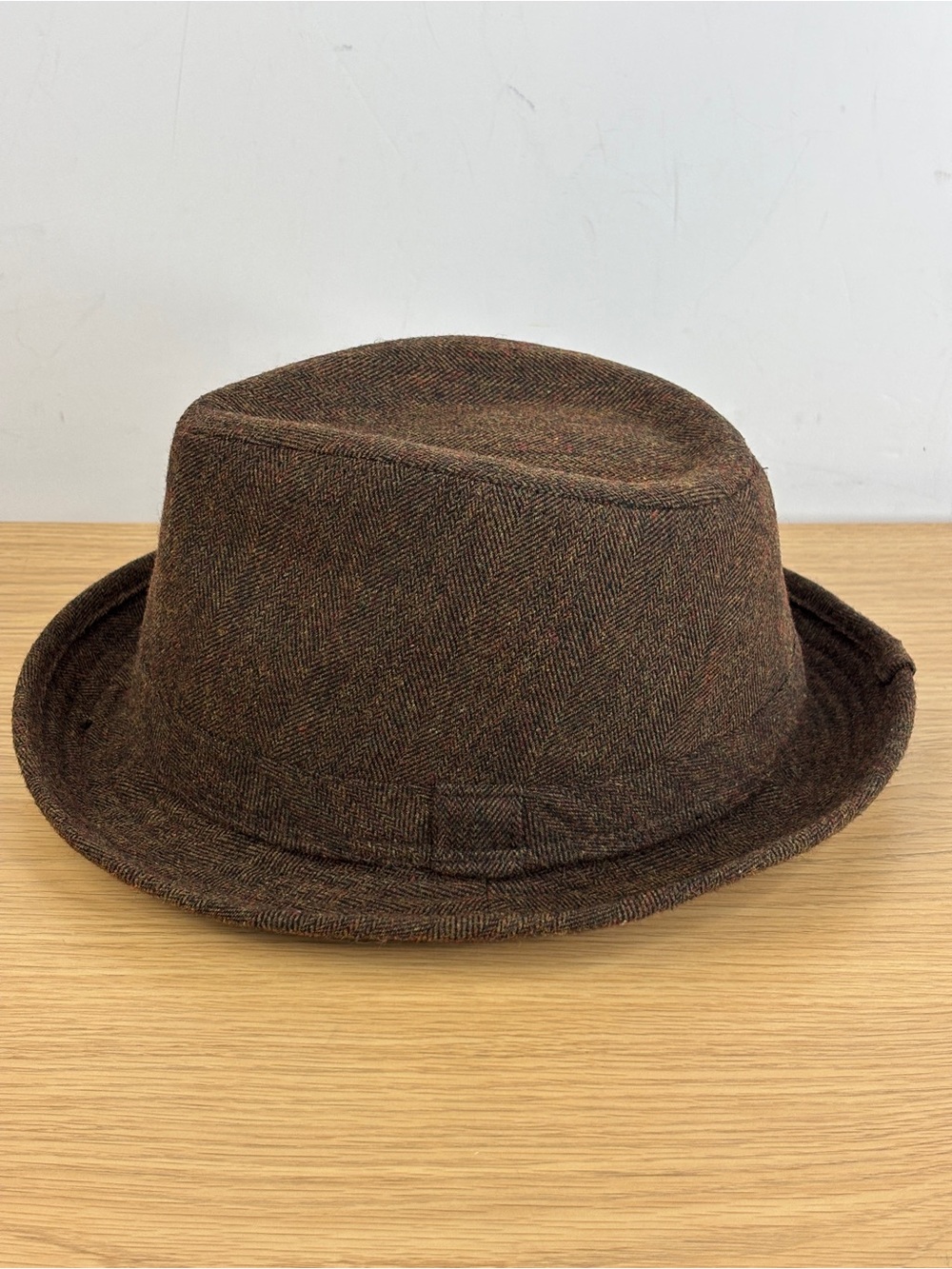 Vintage Woolrich Brown Herringbone Tweed Fedora Hat